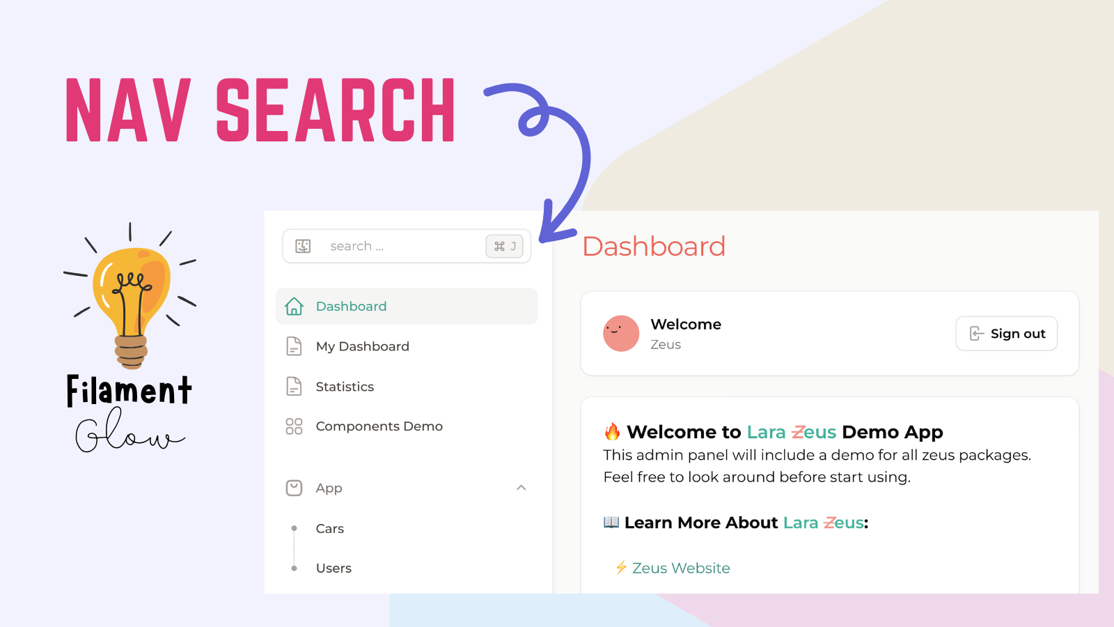 adding search bar for navigation groups and items