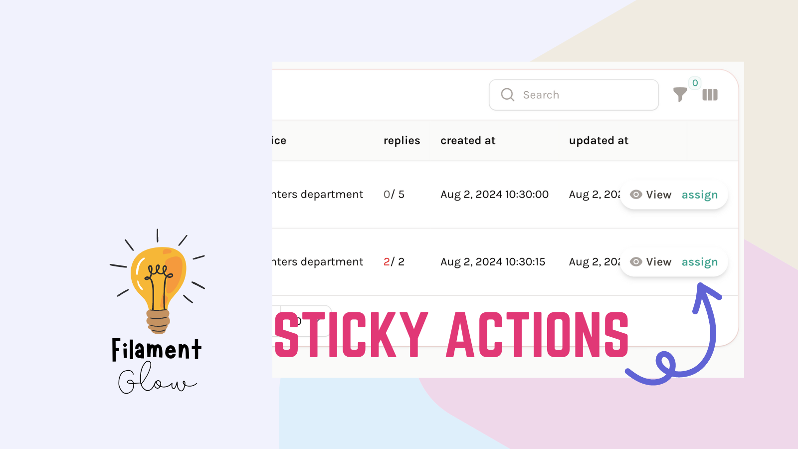 Sticky Table Row Actions